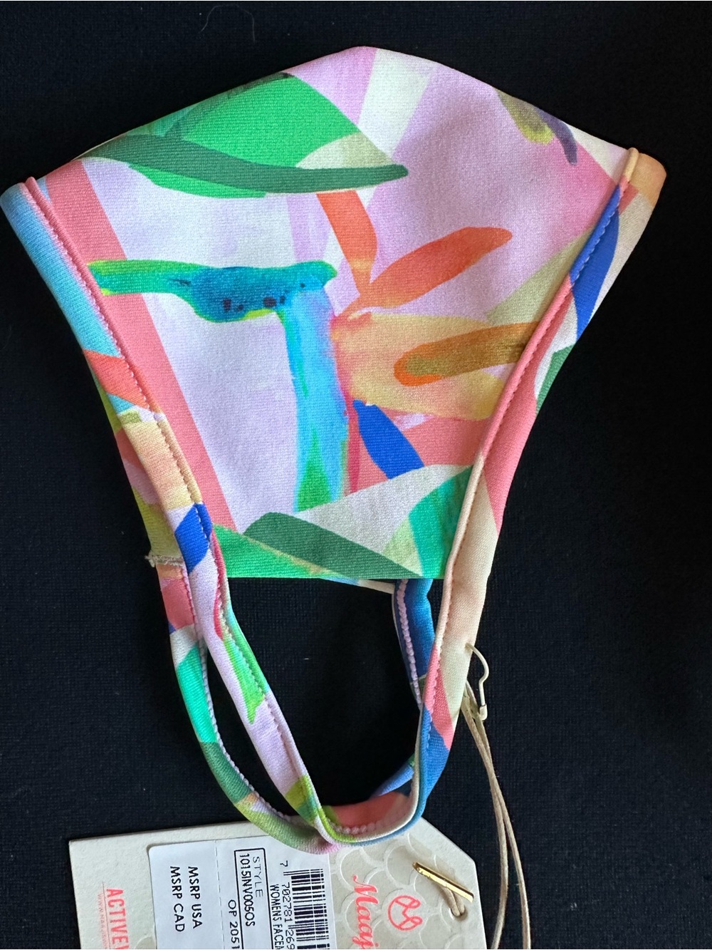 Maaji Floral Print masks navy with Pink Accents reversible 5 face cover women’s - Picture 6 of 12